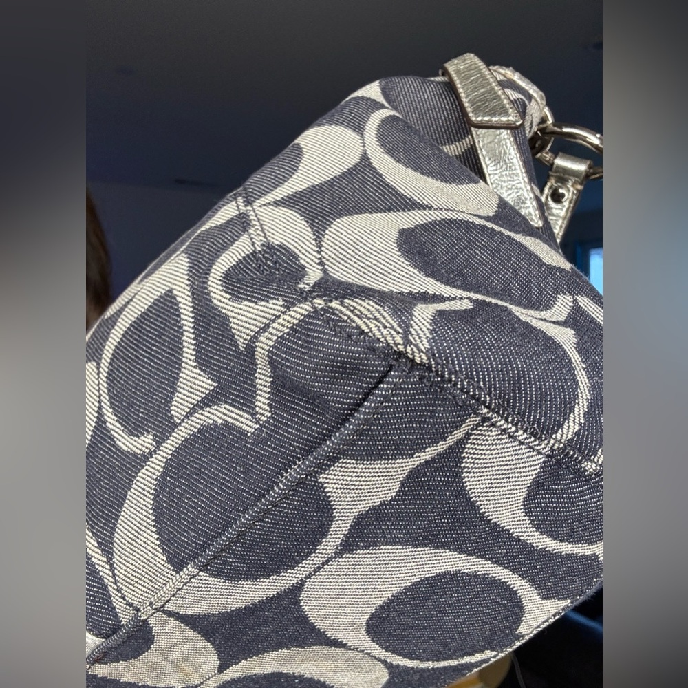 Coach Signature Striped Denim Tote - Picture 13 of 17